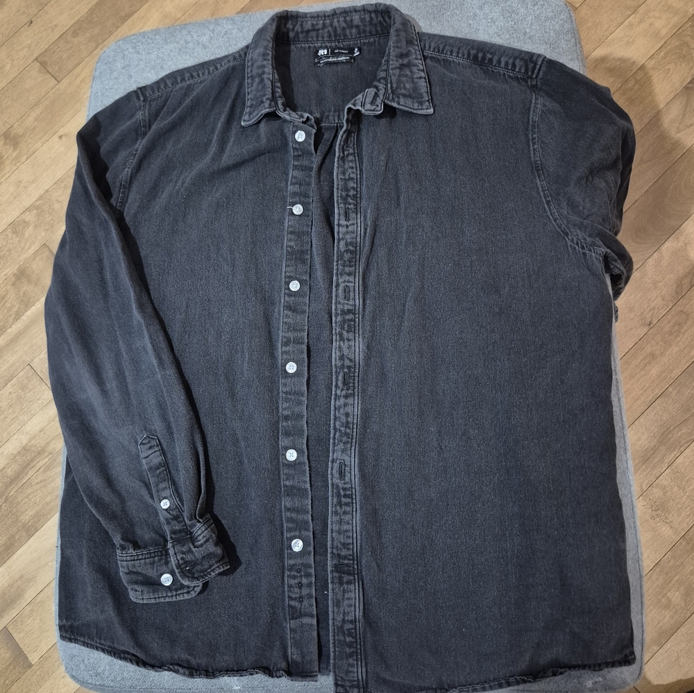 Black Denim Button-Up Shirt